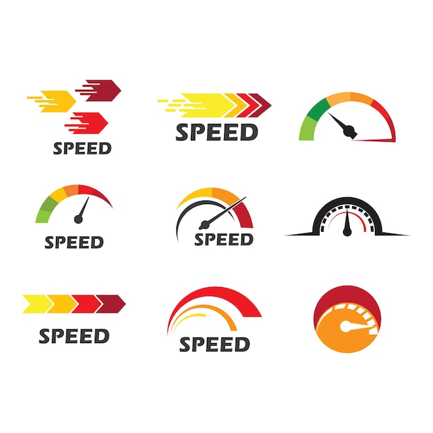 Vettore insieme del disegno del modello dell'icona del logo della velocità