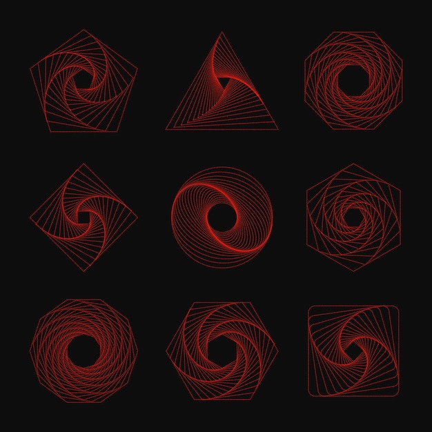 Set di linee lucide di velocità a forma di cerchio.