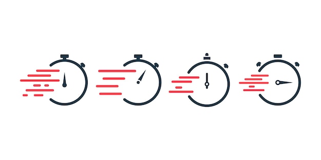 Set of speed time vector icons Quick clock Fast delivery service Rapid time Vector 10 Eps