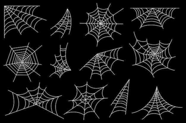 Vector set of spider web and halloween cobweb decoration