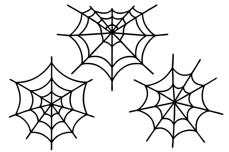 Vector set of spider web outline vector halloween scary decor elements