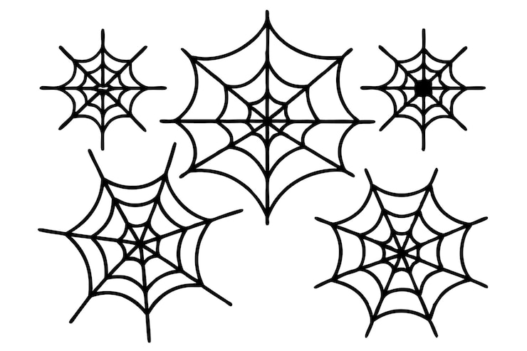 Vector set of spider web outline vector halloween scary decor elements