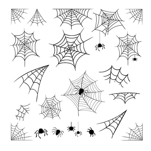 Set of spider webs for Halloween day