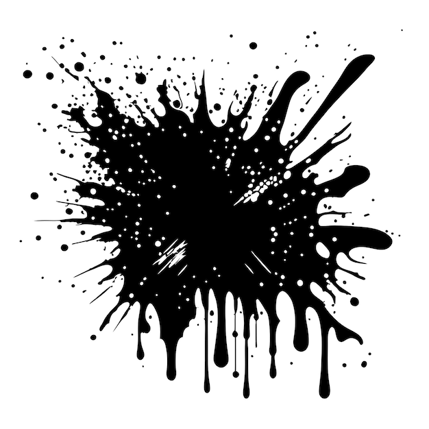 Set of splash grunge brush isolated handdrawn all black