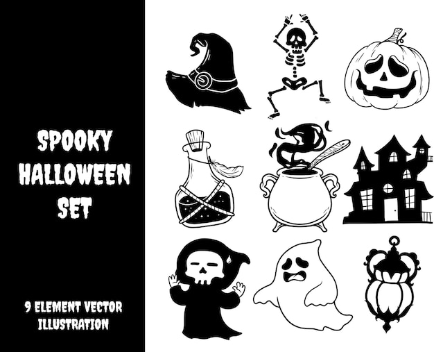 Set of spooky halloween element