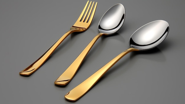 Vector a set of spoons with a gold handle and a silver spoon