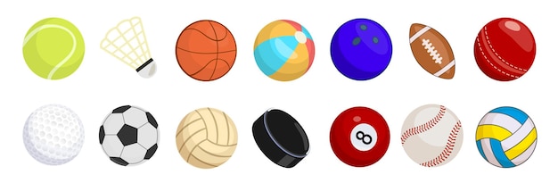 set of sport balls isolated on white background. vector illustration.