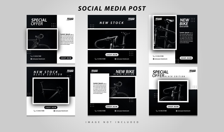 Set sport bike social media banner collection template