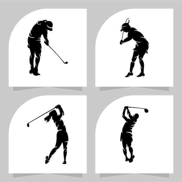 Набор векторных шаблонов логотипа спортивного гольфа
