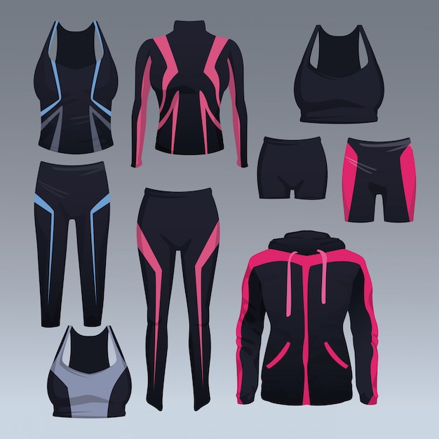 Vettore set di vettore di raccolta di abbigliamento sportivo