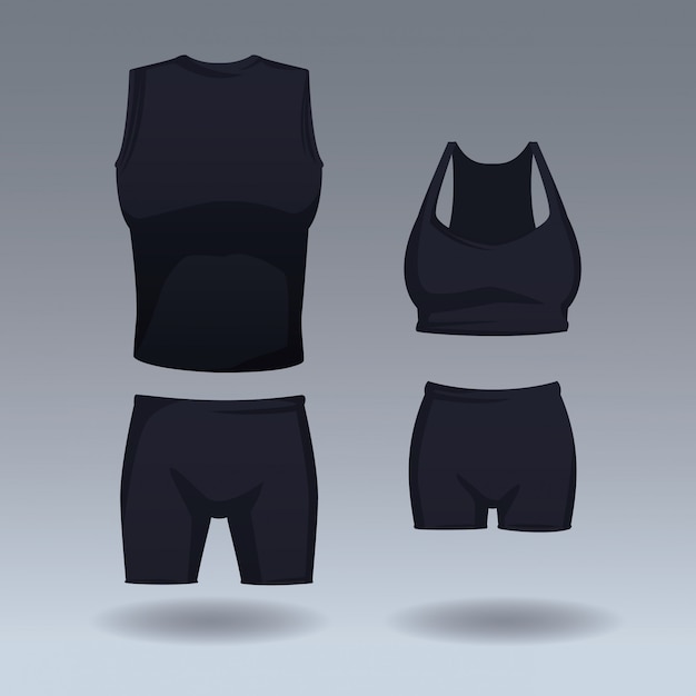 Vector set of sport wear for male and female