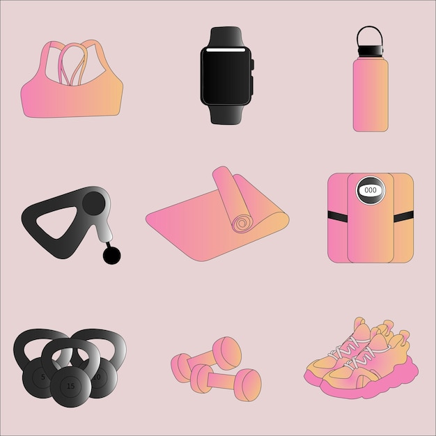 A set of sports accessories and clothing