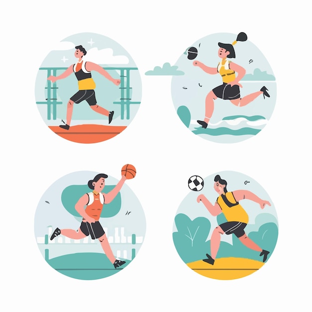 Vector set of sports activities illustrations on a white background