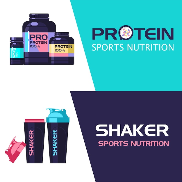 A set of sports nutrition and accessories for sports.