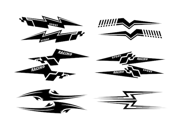 Set Sports stripes car stickers black color Racing decals for tuning