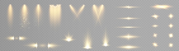Set of spotlights and lighting effects Vector PNG