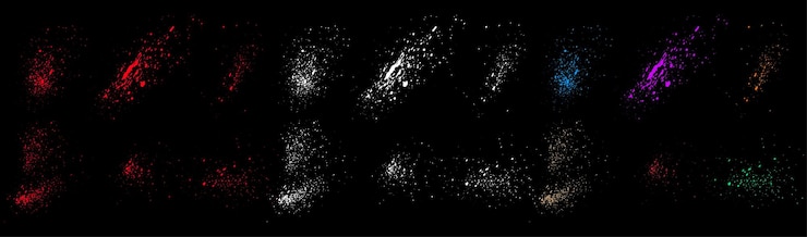 Vector set of spotted colorful stain ink vector background