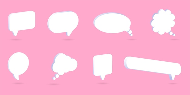 Set spraakbubbels met schattig ontwerp op roze achtergrond