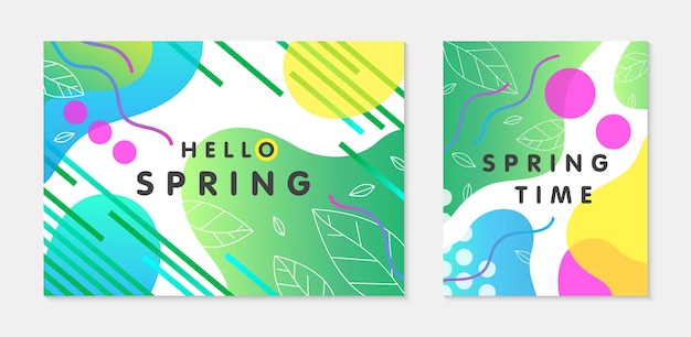 Set of spring banners with green gradient backgrounds