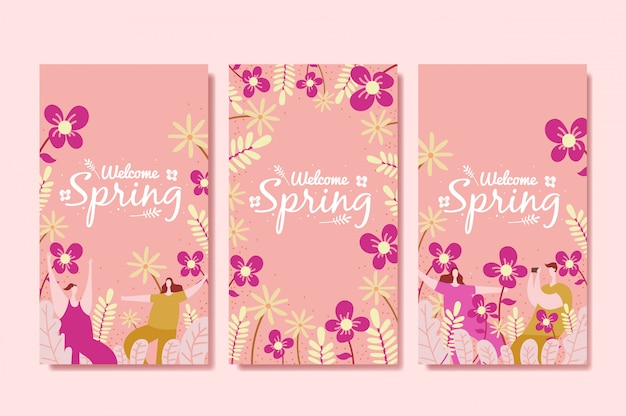 Vector set of spring cover