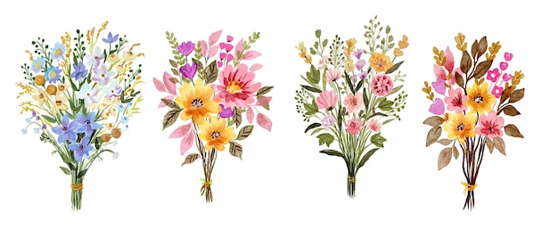 Vector set of spring floral bouquet