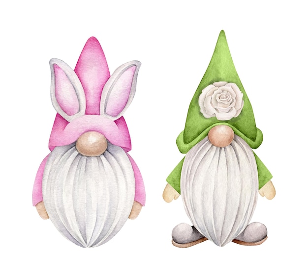 Set spring gnome geïsoleerd op wit