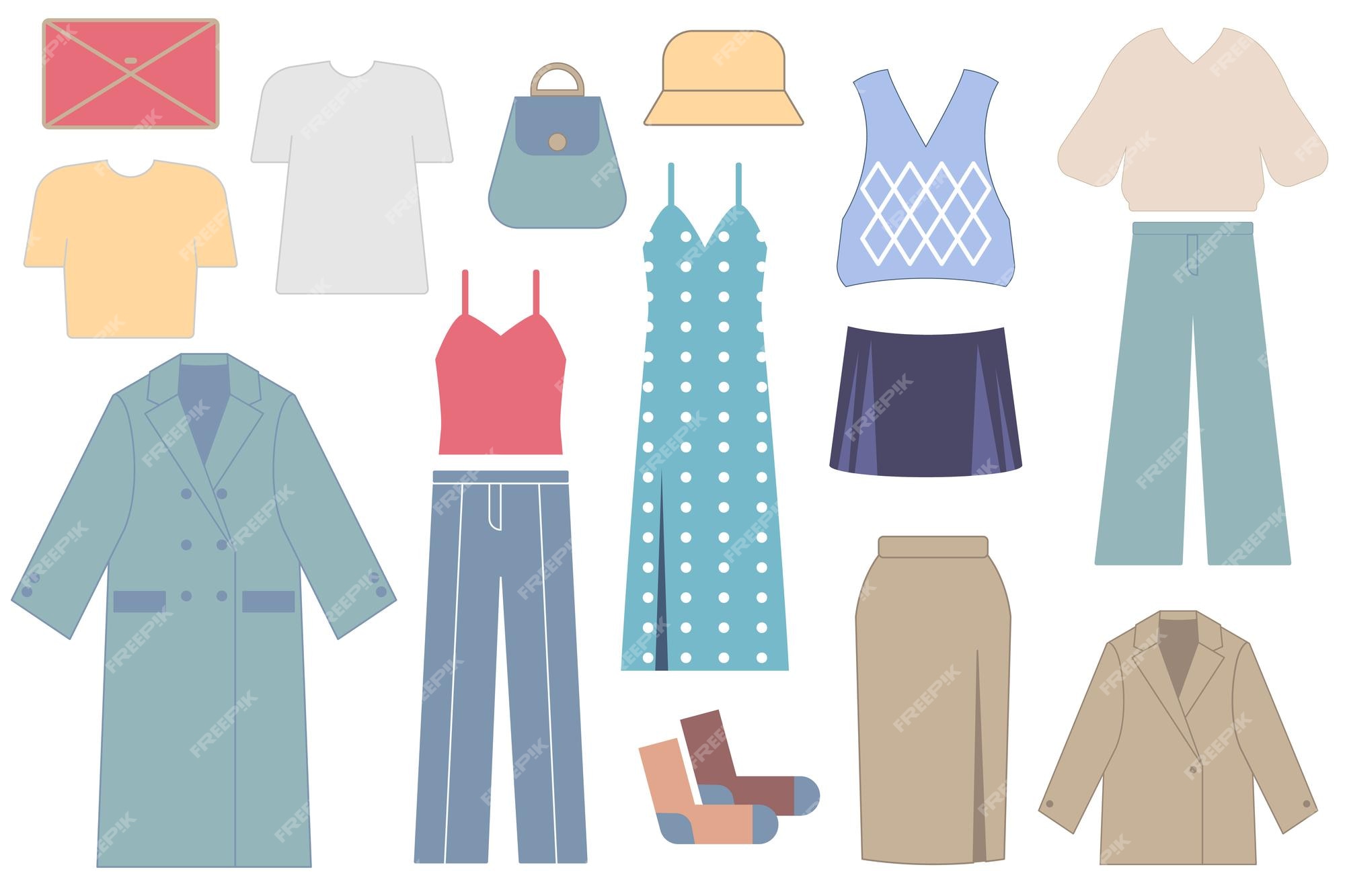 Premium Vector | Set of spring women's clothing vector illustration