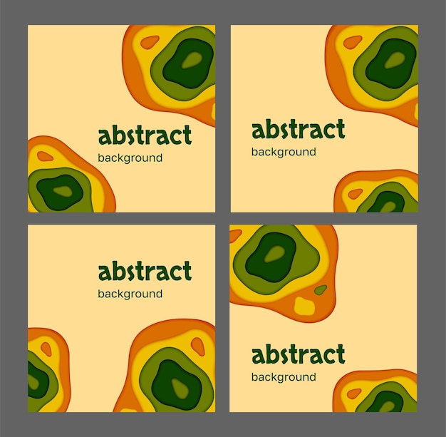 Vettore set quadrato taglio di carta di sfondo vector abstract banner con forme in colori giallo arancione verde