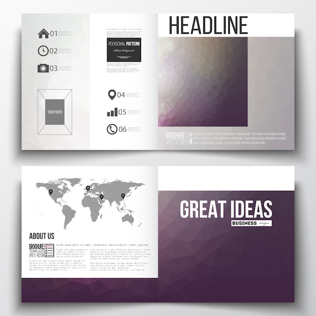 Set of square design brochure template