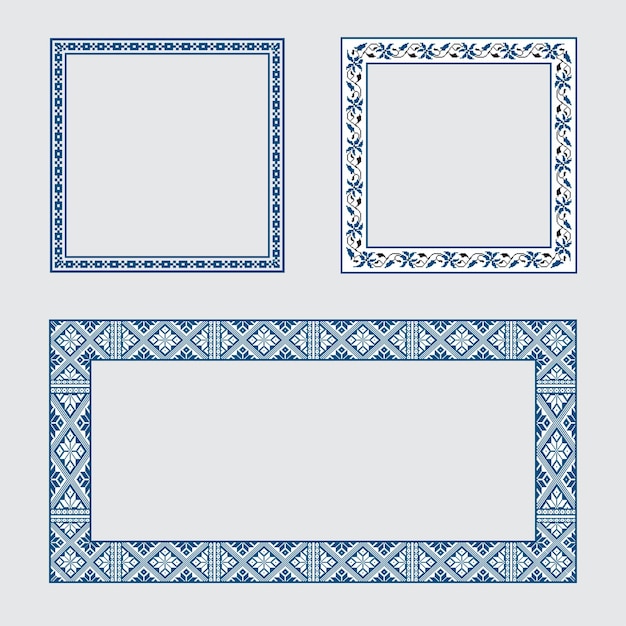Вектор Установите квадратную рамку декоративную этническую векторную иллюстрацию