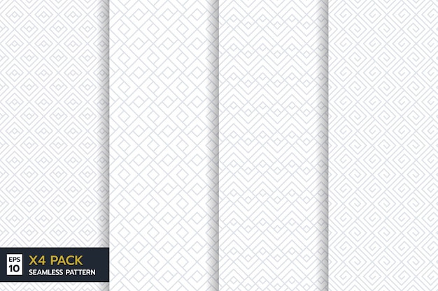 Set of square line seamless pattern on white background