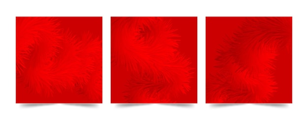 Set of square liquid abstract red background