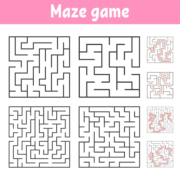 Vector a set of square mazes of various levels of difficulty.