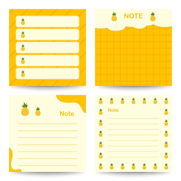 Set of square notepads with Pineapple