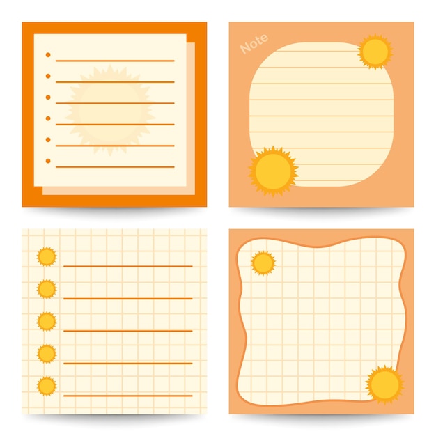 Set of square notepads with Sun