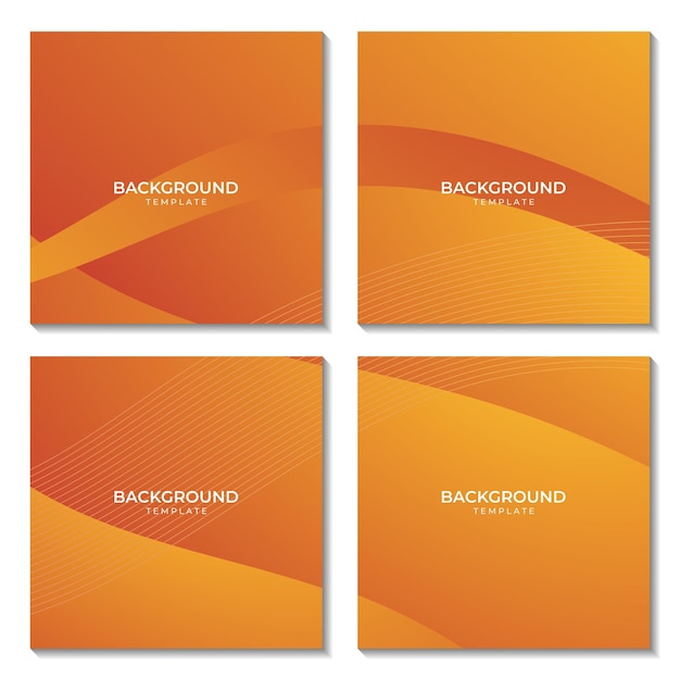 set of squares abstract orange colorful wave gradient background vector illustration