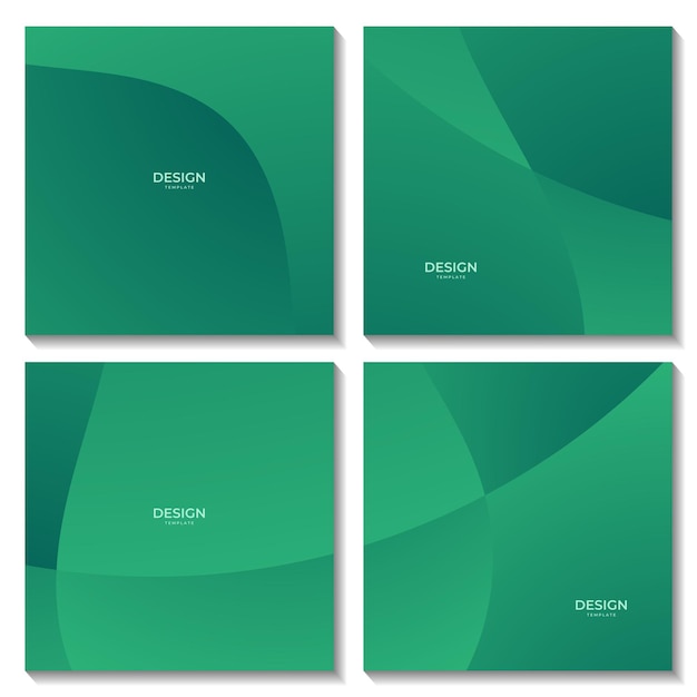 Vector set of squares modern abstract green wave colorful background