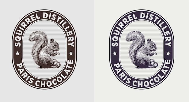 Set di logo vintage scoiattolo