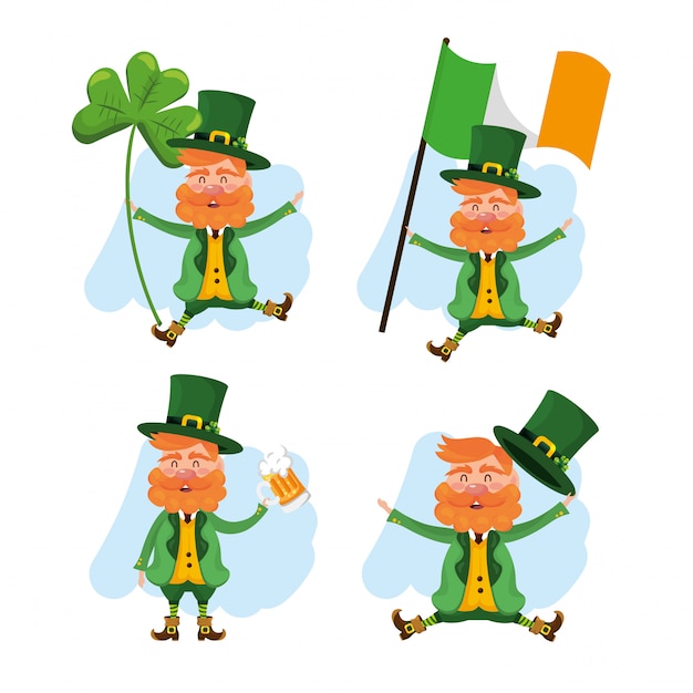 Set st patrick man with hat and suit