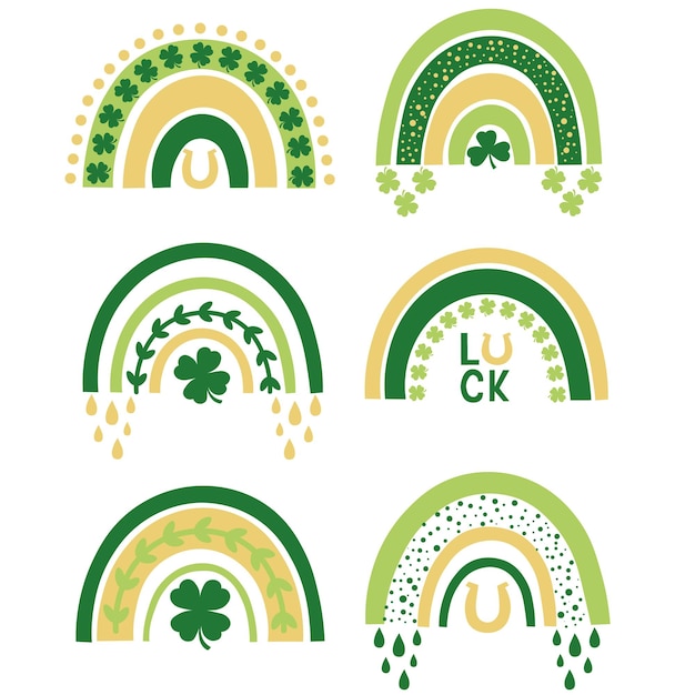 Vector set st patrick's day rainbow