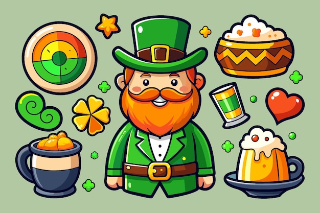 set of St Patricks Day stickers isolated 3