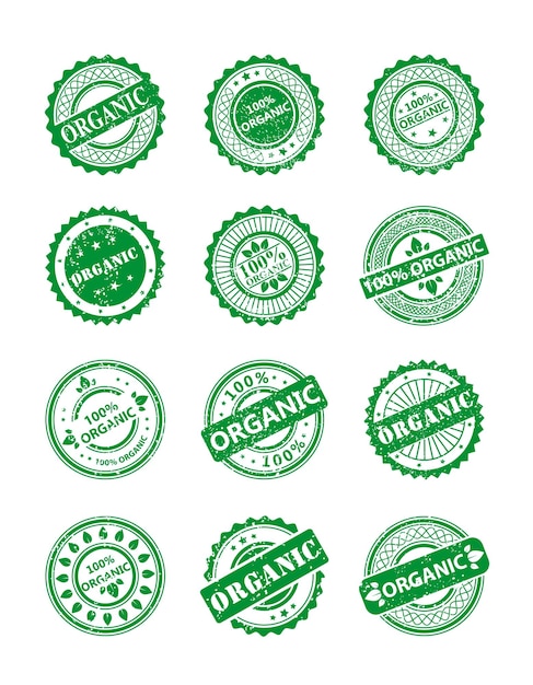 Set of stamps with the inscription organic