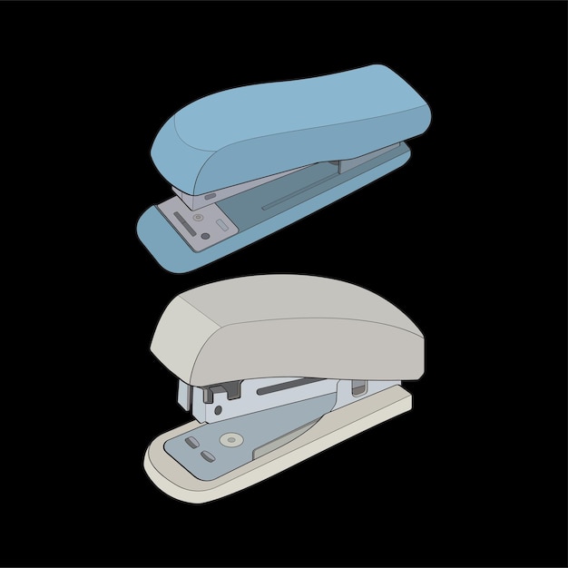 Set of stapler in vector art style isolated on black background stapler in vector art style for coloring book