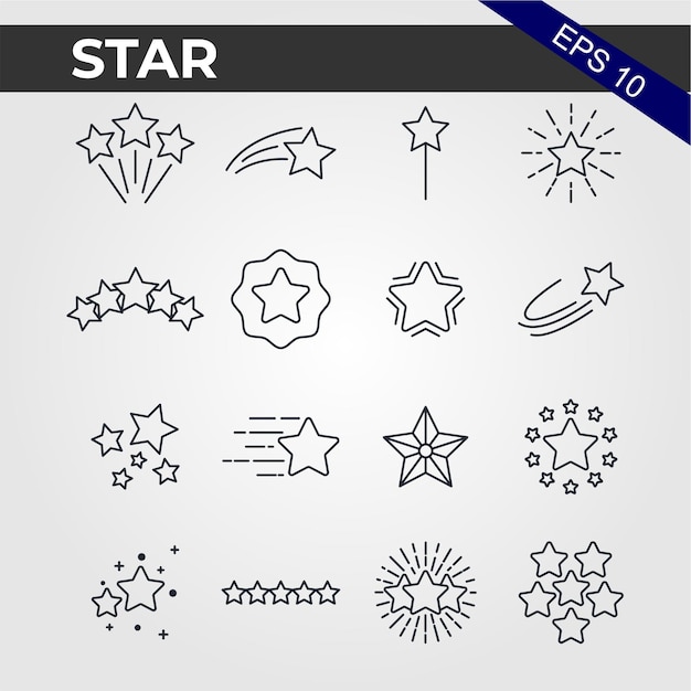 Vector a set of star icons including one that says 