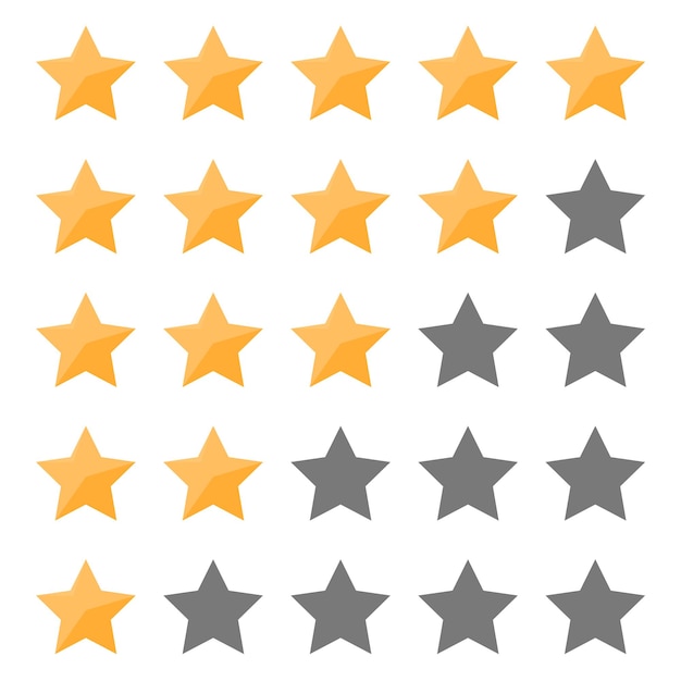 Set of star rating for app, banner, sign, flyer. Vector illustration