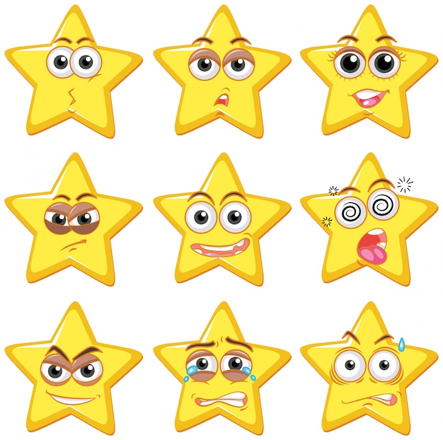 Набор звезд с выражением лица