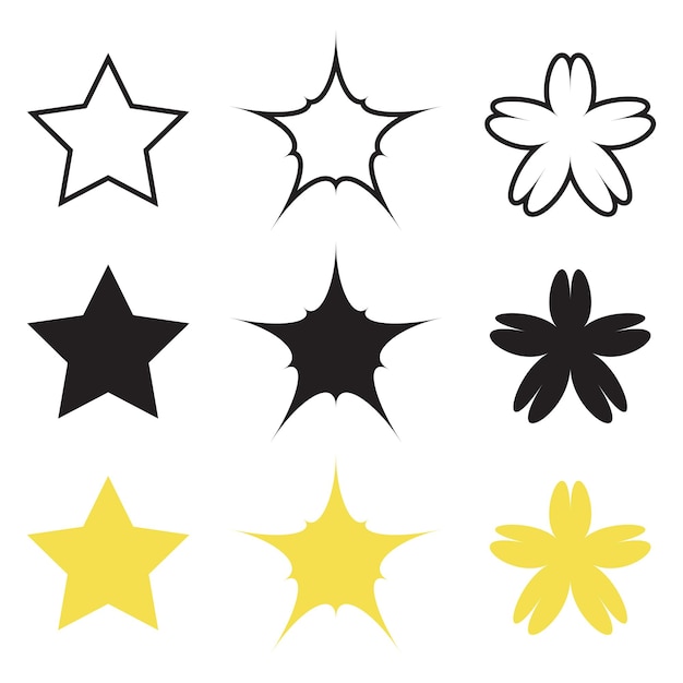 Vector set of star y2k shapes