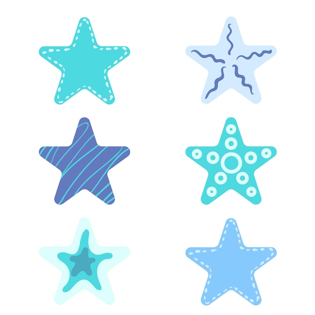 Набор векторов морских звезд на белом фоне
