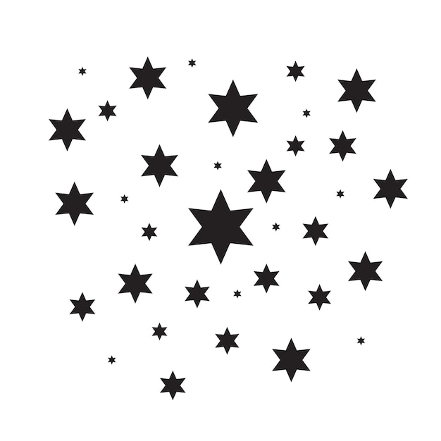 Set of stars icons black and white stars