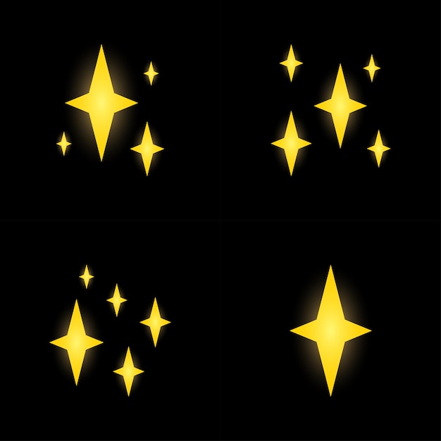 Vector set of stars sparkles flat design